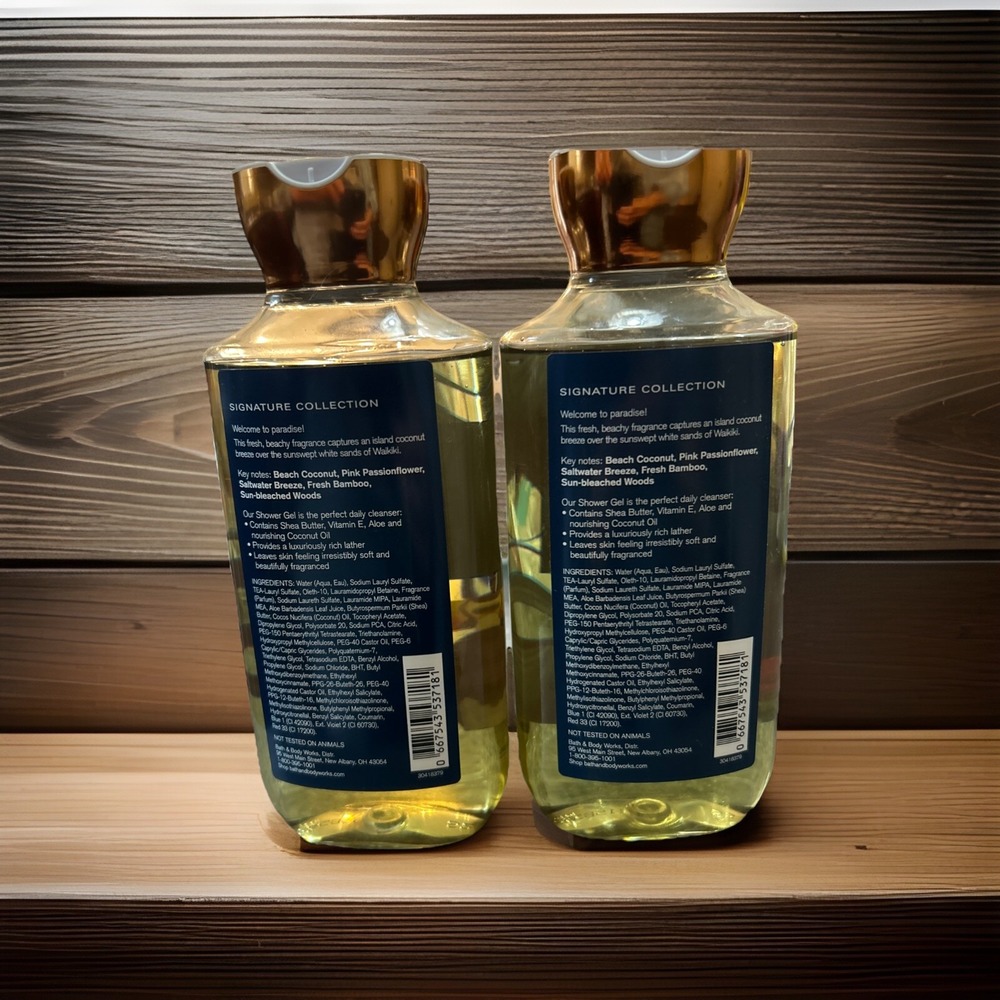 BATH & BODY WORKS WAIKIKI BEACH COCONUT SHOWER GEL 10‎ FL OZ Lot Of TWO - Picture 4 of 5